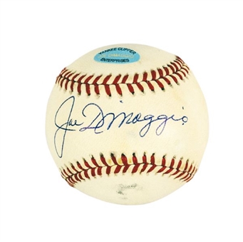 Joe DiMaggio Single Signed A.L. Baseball